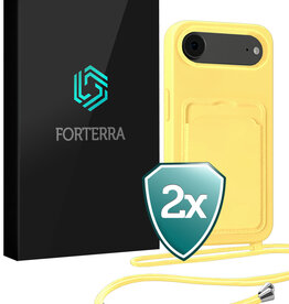 Forterra Forterra iPhone Air Hoesje Pashouder met Koord - Geel - 2 PACK