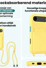 Forterra Forterra iPhone Air Hoesje Pashouder met Koord Met 2x Screenprotector - Geel