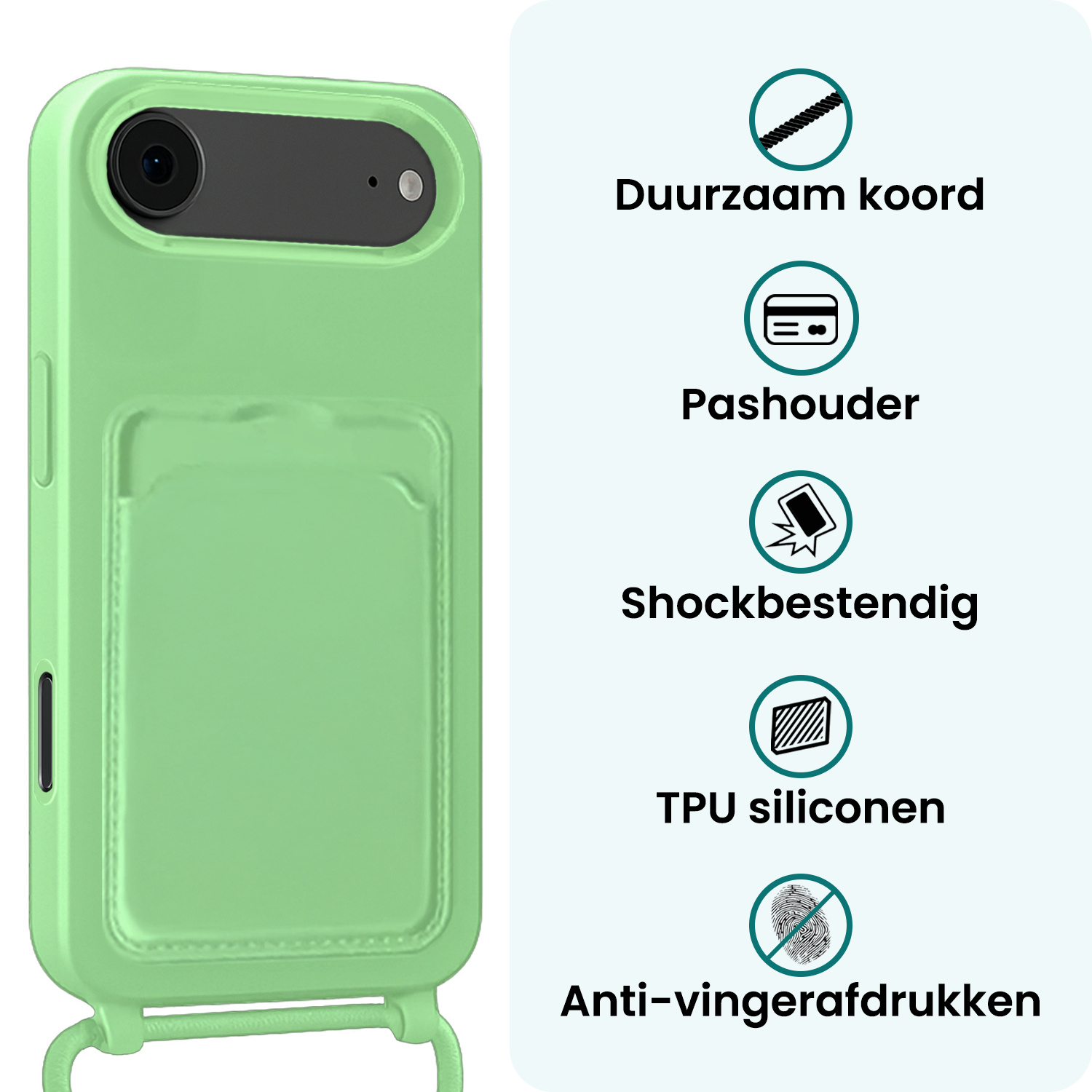 Forterra Forterra iPhone Air Hoesje Pashouder met Koord - Groen