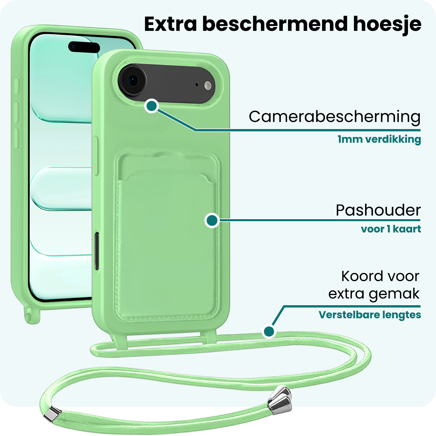 Forterra Forterra iPhone Air Hoesje Pashouder met Koord - Groen