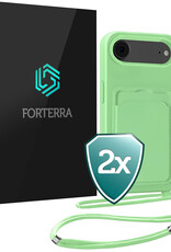 Forterra Forterra iPhone Air Hoesje Pashouder met Koord - Groen - 2 PACK