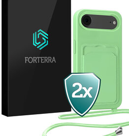 Forterra Forterra iPhone Air Hoesje Pashouder met Koord - Groen - 2 PACK