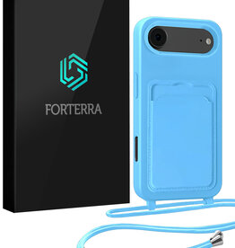 Forterra Forterra iPhone Air Hoesje Pashouder met Koord - Lichtblauw