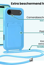 Forterra Forterra iPhone Air Hoesje Pashouder met Koord Met Screenprotector - Lichtblauw