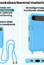 Forterra Forterra iPhone Air Hoesje Pashouder met Koord Met Screenprotector - Lichtblauw