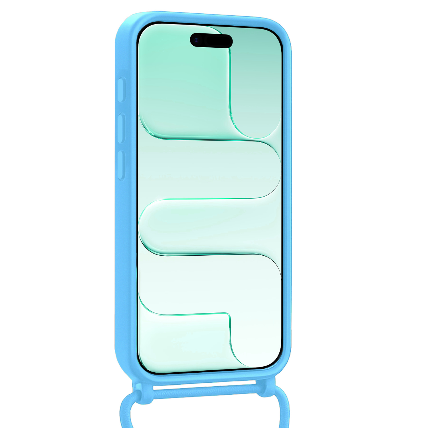 Forterra Forterra iPhone Air Hoesje Pashouder met Koord Met Screenprotector - Lichtblauw