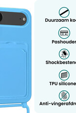 Forterra Forterra iPhone Air Hoesje Pashouder met Koord Met 2x Screenprotector - Lichtblauw