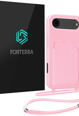 Forterra Forterra iPhone Air Hoesje Pashouder met Koord - Lichtroze