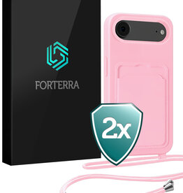 Forterra Forterra iPhone Air Hoesje Pashouder met Koord - Lichtroze - 2 PACK