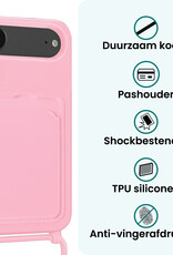 Forterra Forterra iPhone Air Hoesje Pashouder met Koord Met Screenprotector - Lichtroze
