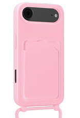 Forterra Forterra iPhone Air Hoesje Pashouder met Koord Met Screenprotector - Lichtroze