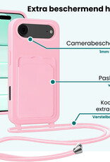 Forterra Forterra iPhone Air Hoesje Pashouder met Koord Met 2x Screenprotector - Lichtroze