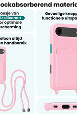 Forterra Forterra iPhone Air Hoesje Pashouder met Koord Met 2x Screenprotector - Lichtroze