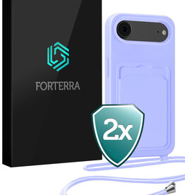 Forterra Forterra iPhone Air Hoesje Pashouder met Koord - Lila - 2 PACK