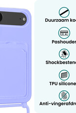 Forterra Forterra iPhone Air Hoesje Pashouder met Koord Met Screenprotector - Lila