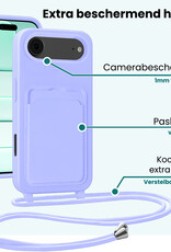 Forterra Forterra iPhone Air Hoesje Pashouder met Koord Met Screenprotector - Lila