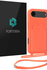 Forterra Forterra iPhone Air Hoesje Pashouder met Koord - Papaya