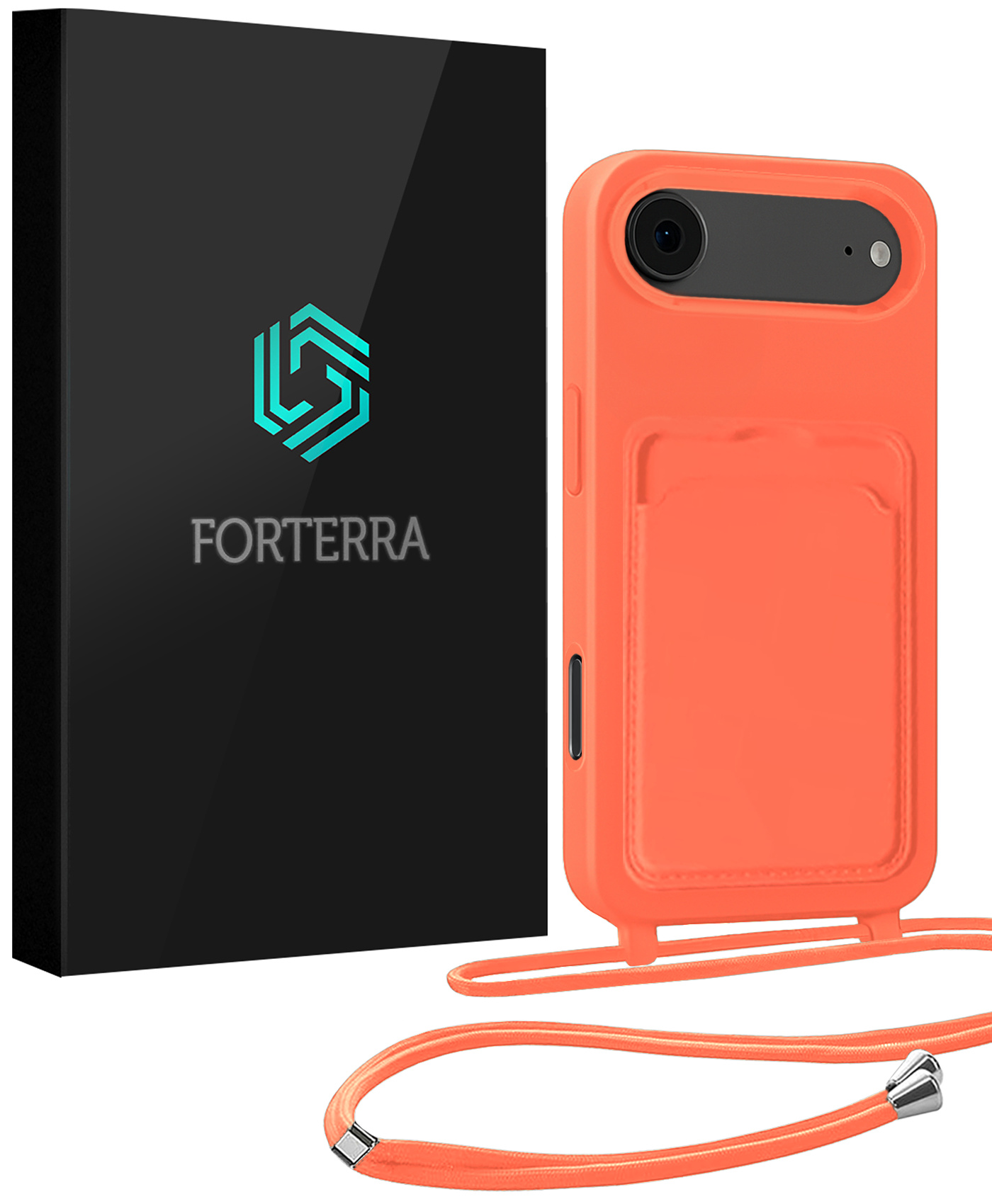 Forterra Forterra iPhone Air Hoesje Pashouder met Koord - Papaya