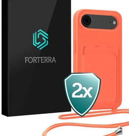 Forterra Forterra iPhone Air Hoesje Pashouder met Koord - Papaya - 2 PACK