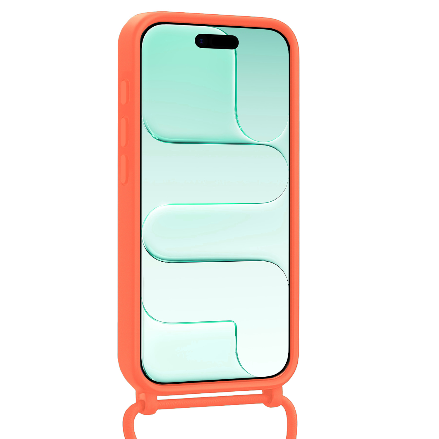 Forterra Forterra iPhone Air Hoesje Pashouder met Koord Met Screenprotector - Papaya