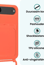 Forterra Forterra iPhone Air Hoesje Pashouder met Koord Met 2x Screenprotector - Papaya