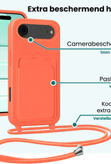 Forterra Forterra iPhone Air Hoesje Pashouder met Koord Met 2x Screenprotector - Papaya