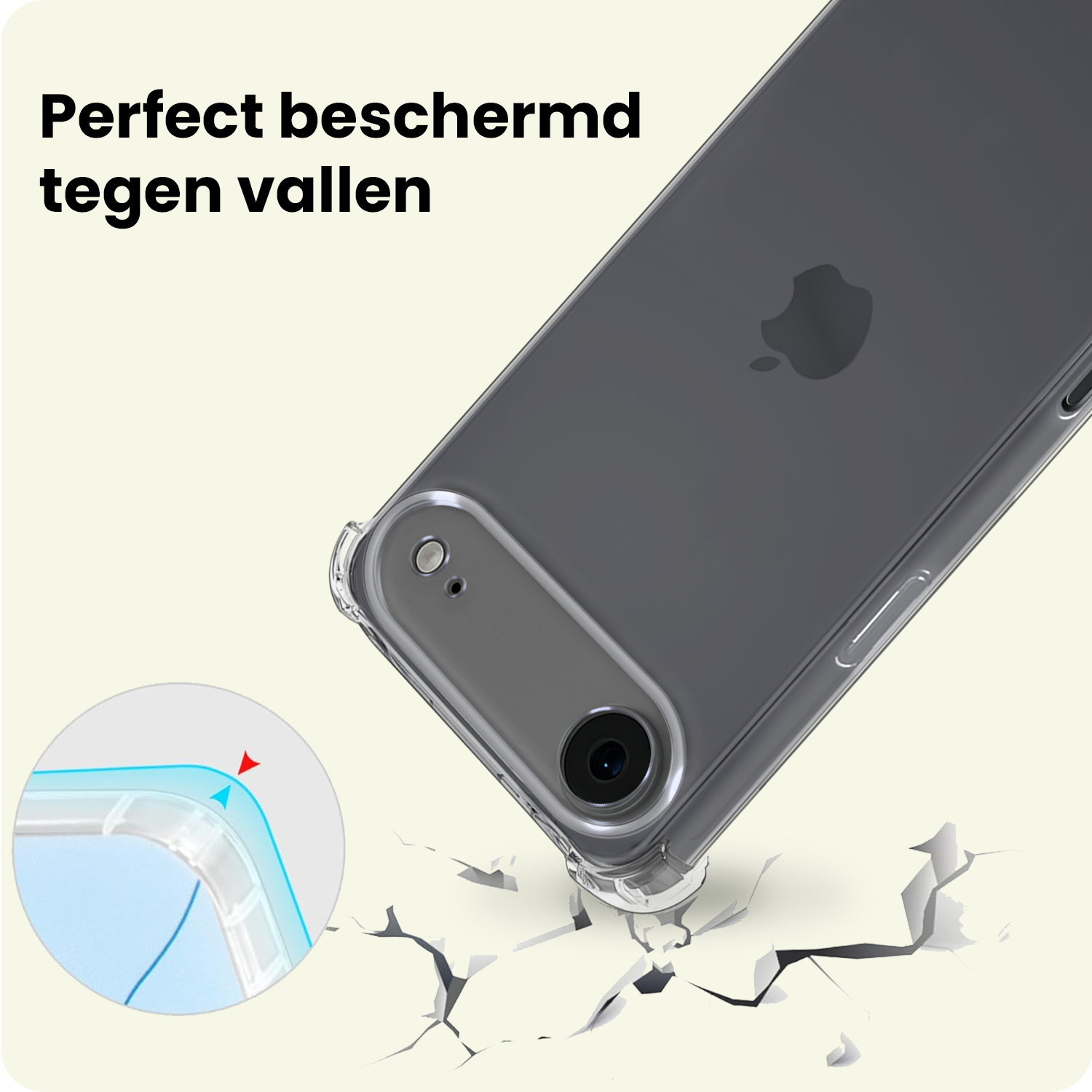 Forterra Forterra iPhone Air Hoesje Pashouder met Koord Met 2x Screenprotector - Papaya
