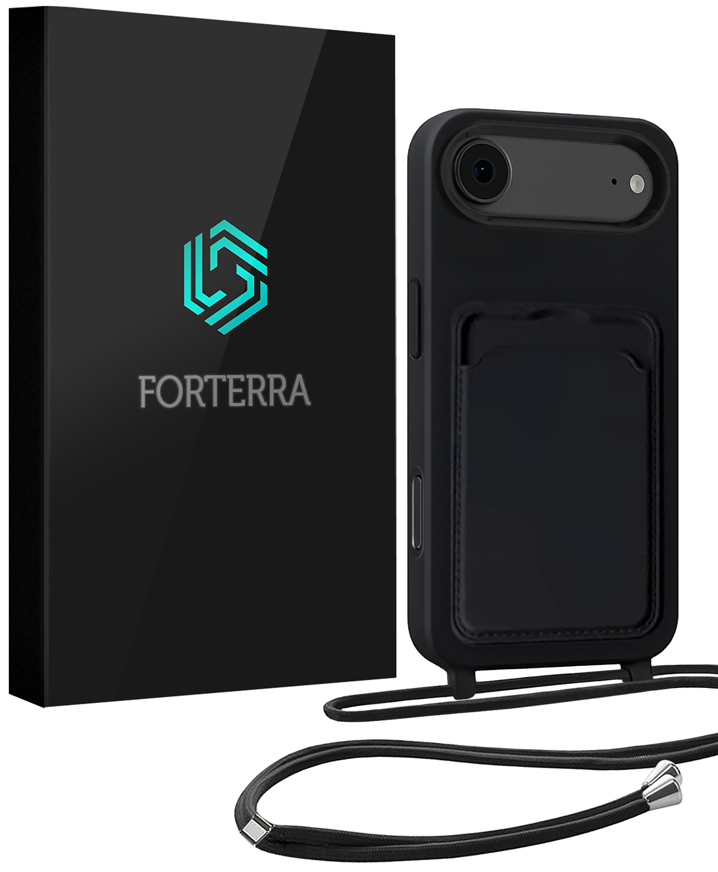 Forterra Forterra iPhone Air Hoesje Pashouder met Koord - Zwart