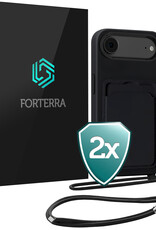 Forterra Forterra iPhone Air Hoesje Pashouder met Koord - Zwart - 2 PACK