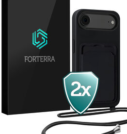 Forterra Forterra iPhone Air Hoesje Pashouder met Koord - Zwart - 2 PACK