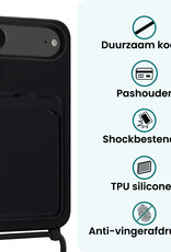 Forterra Forterra iPhone Air Hoesje Pashouder met Koord Met Screenprotector - Zwart