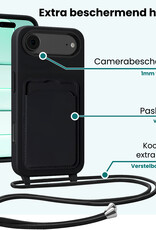 Forterra Forterra iPhone Air Hoesje Pashouder met Koord Met Screenprotector - Zwart