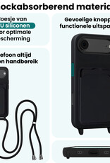 Forterra Forterra iPhone Air Hoesje Pashouder met Koord Met 2x Screenprotector - Zwart