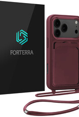 Forterra Forterra iPhone 17 Pro Hoesje Pashouder met Koord - Aubergine