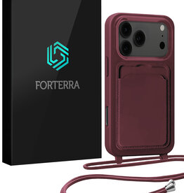 Forterra Forterra iPhone 17 Pro Hoesje Pashouder met Koord - Aubergine