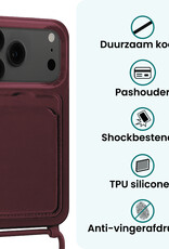 Forterra Forterra iPhone 17 Pro Hoesje Pashouder met Koord - Aubergine - 2 PACK