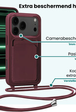 Forterra Forterra iPhone 17 Pro Hoesje Pashouder met Koord - Aubergine - 2 PACK