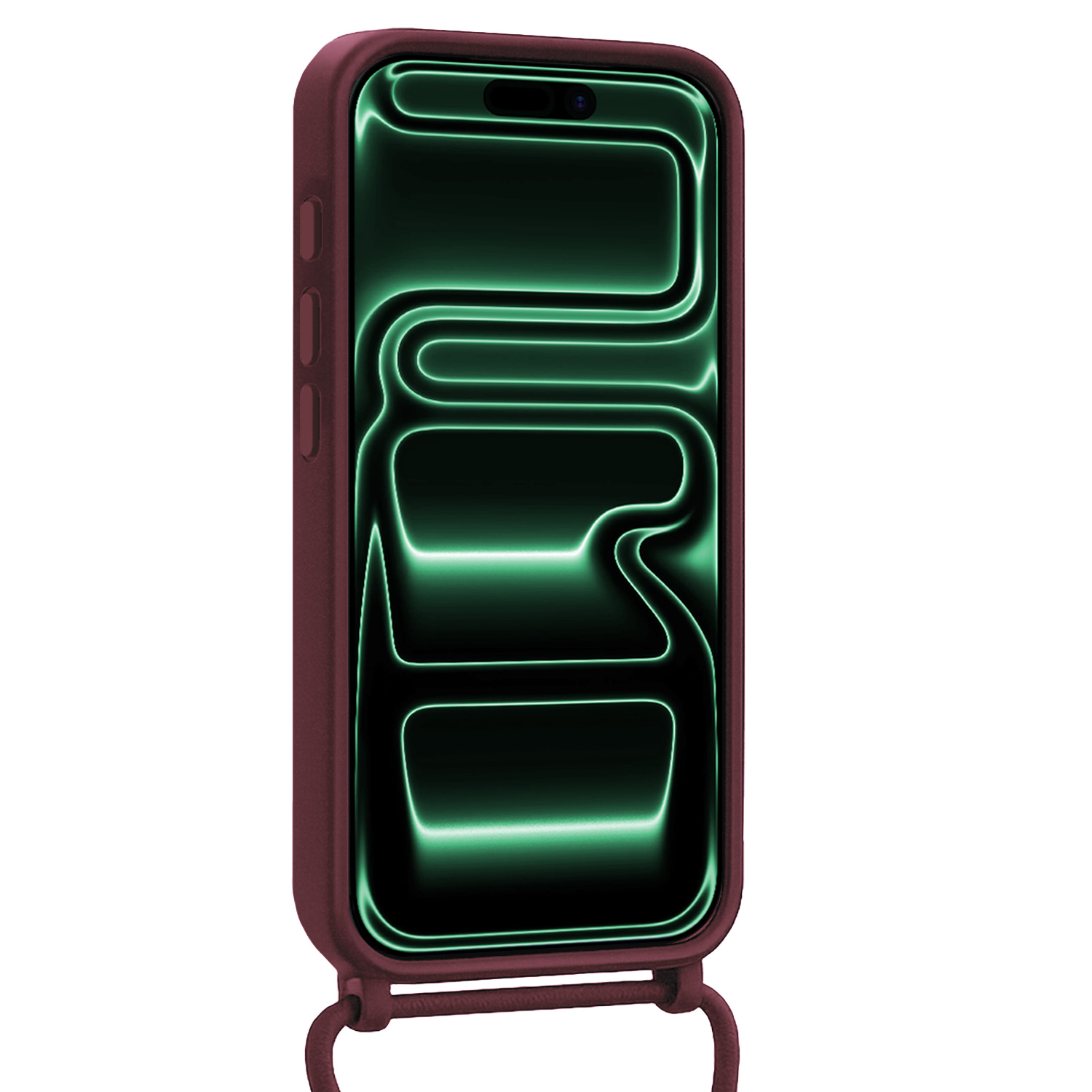 Forterra Forterra iPhone 17 Pro Hoesje Pashouder met Koord Met 2x Screenprotector - Aubergine