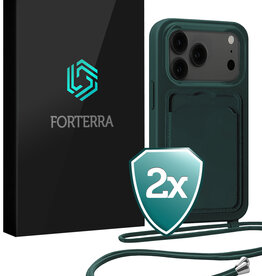 Forterra Forterra iPhone 17 Pro Hoesje Pashouder met Koord - Donkergroen - 2 PACK