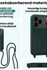 Forterra Forterra iPhone 17 Pro Hoesje Pashouder met Koord Met Screenprotector - Donkergroen