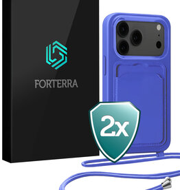 Forterra Forterra iPhone 17 Pro Hoesje Pashouder met Koord - Fel Blauw - 2 PACK