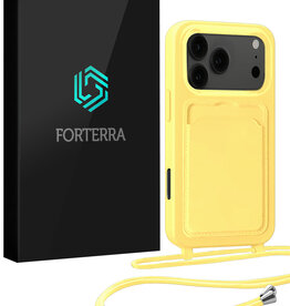 Forterra Forterra iPhone 17 Pro Hoesje Pashouder met Koord - Geel