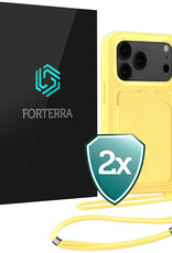 Forterra Forterra iPhone 17 Pro Hoesje Pashouder met Koord - Geel - 2 PACK