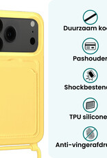 Forterra Forterra iPhone 17 Pro Hoesje Pashouder met Koord Met Screenprotector - Geel