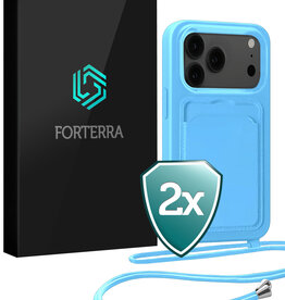 Forterra Forterra iPhone 17 Pro Hoesje Pashouder met Koord - Lichtblauw - 2 PACK