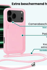 Forterra Forterra iPhone 17 Pro Hoesje Pashouder met Koord - Lichtroze