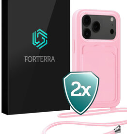 Forterra Forterra iPhone 17 Pro Hoesje Pashouder met Koord - Lichtroze - 2 PACK