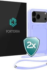 Forterra Forterra iPhone 17 Pro Hoesje Pashouder met Koord - Lila - 2 PACK