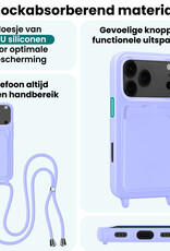 Forterra Forterra iPhone 17 Pro Hoesje Pashouder met Koord Met Screenprotector - Lila
