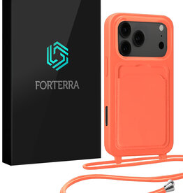 Forterra Forterra iPhone 17 Pro Hoesje Pashouder met Koord - Papaya